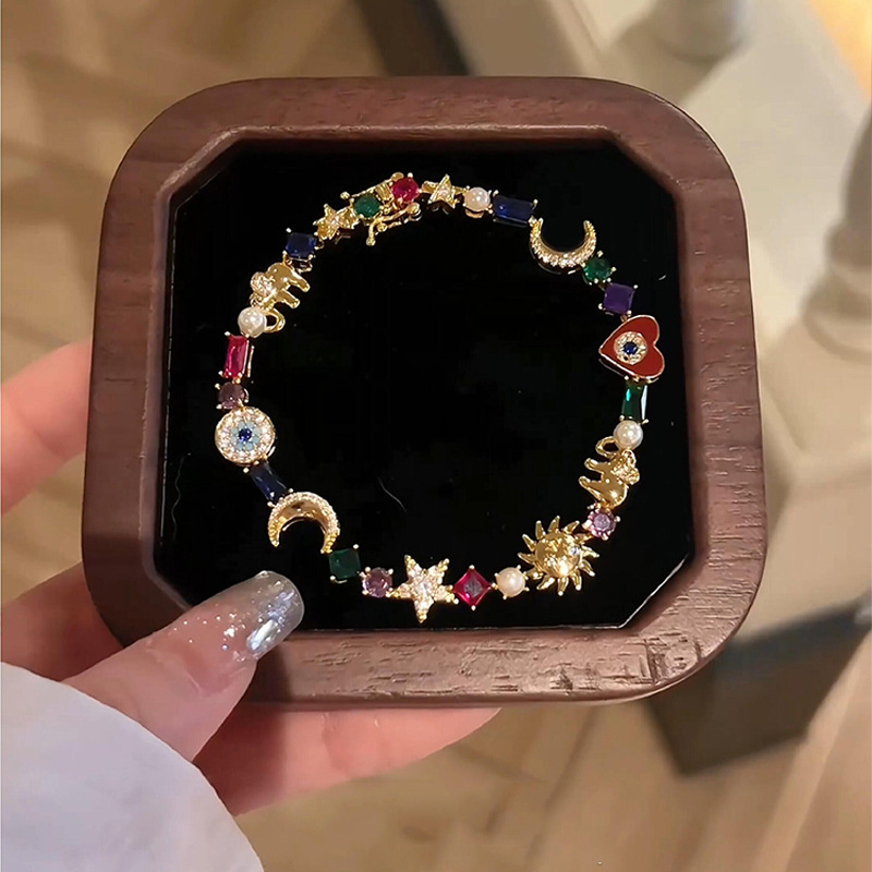 Star and Moon Rhinestone Bracelet