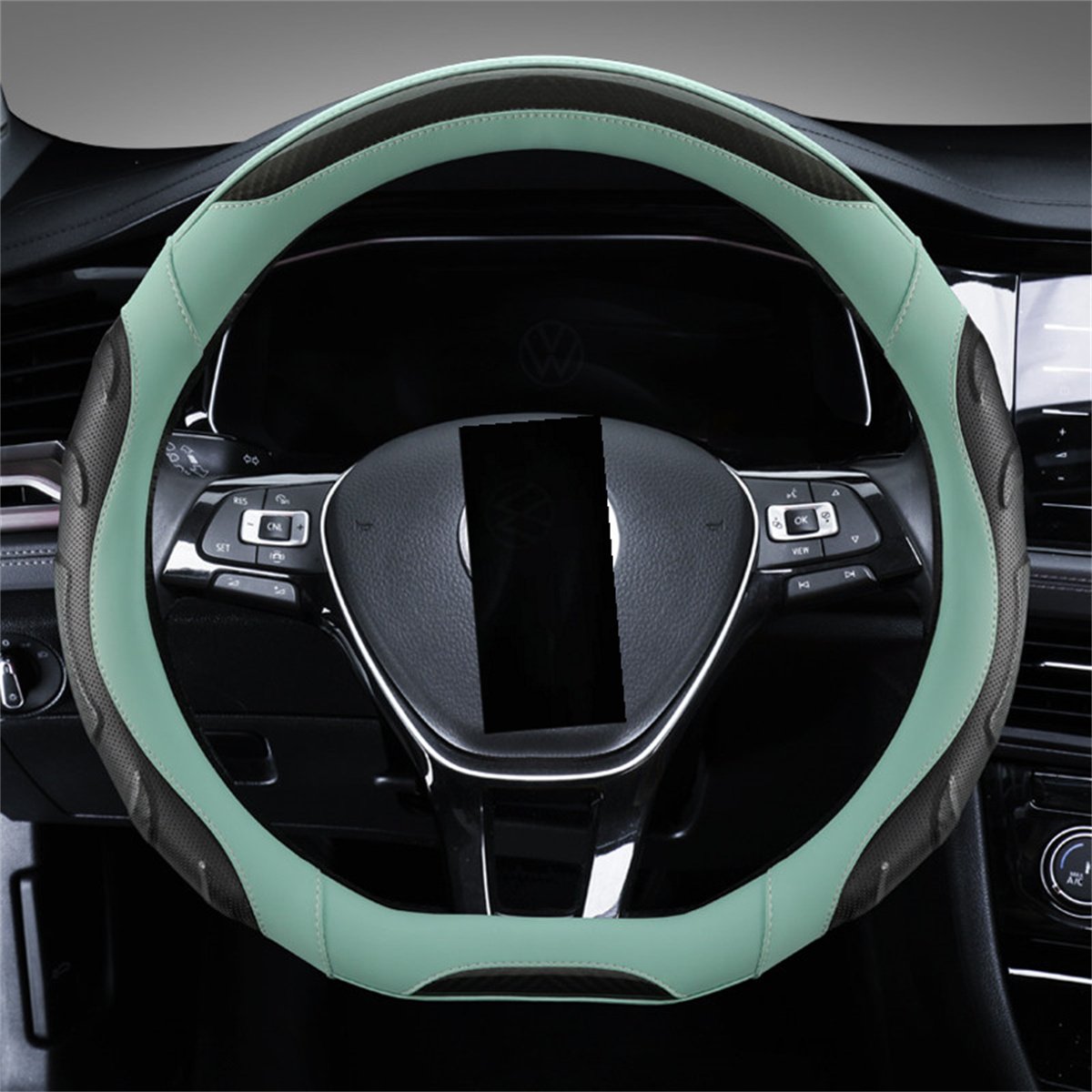 Nappa-Effect Sports Steering Wheel Cover, D-Shape