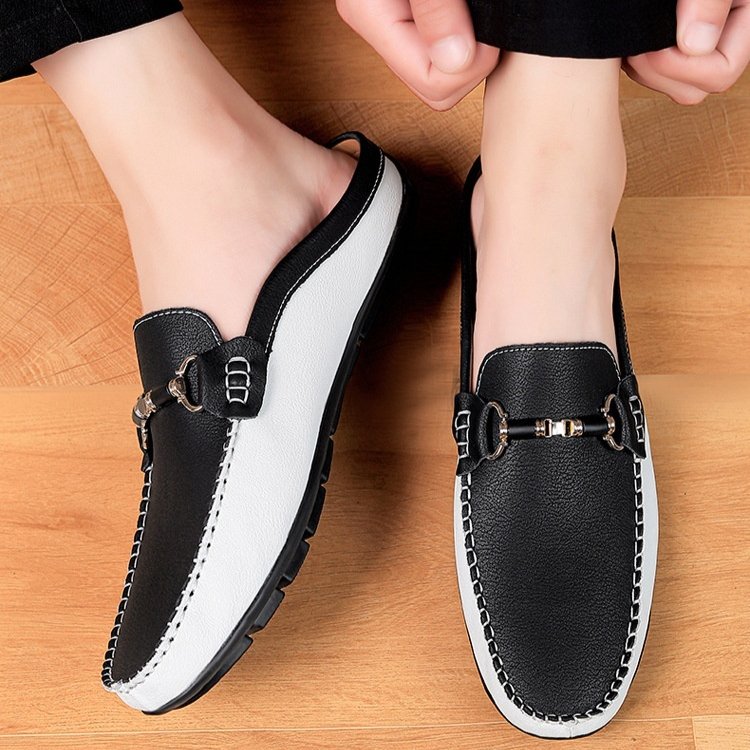 Men's Backless Leather Driving Sandals