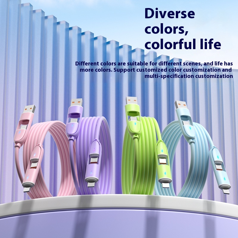 Four-in-One Charging Cable, Silicone or Braided