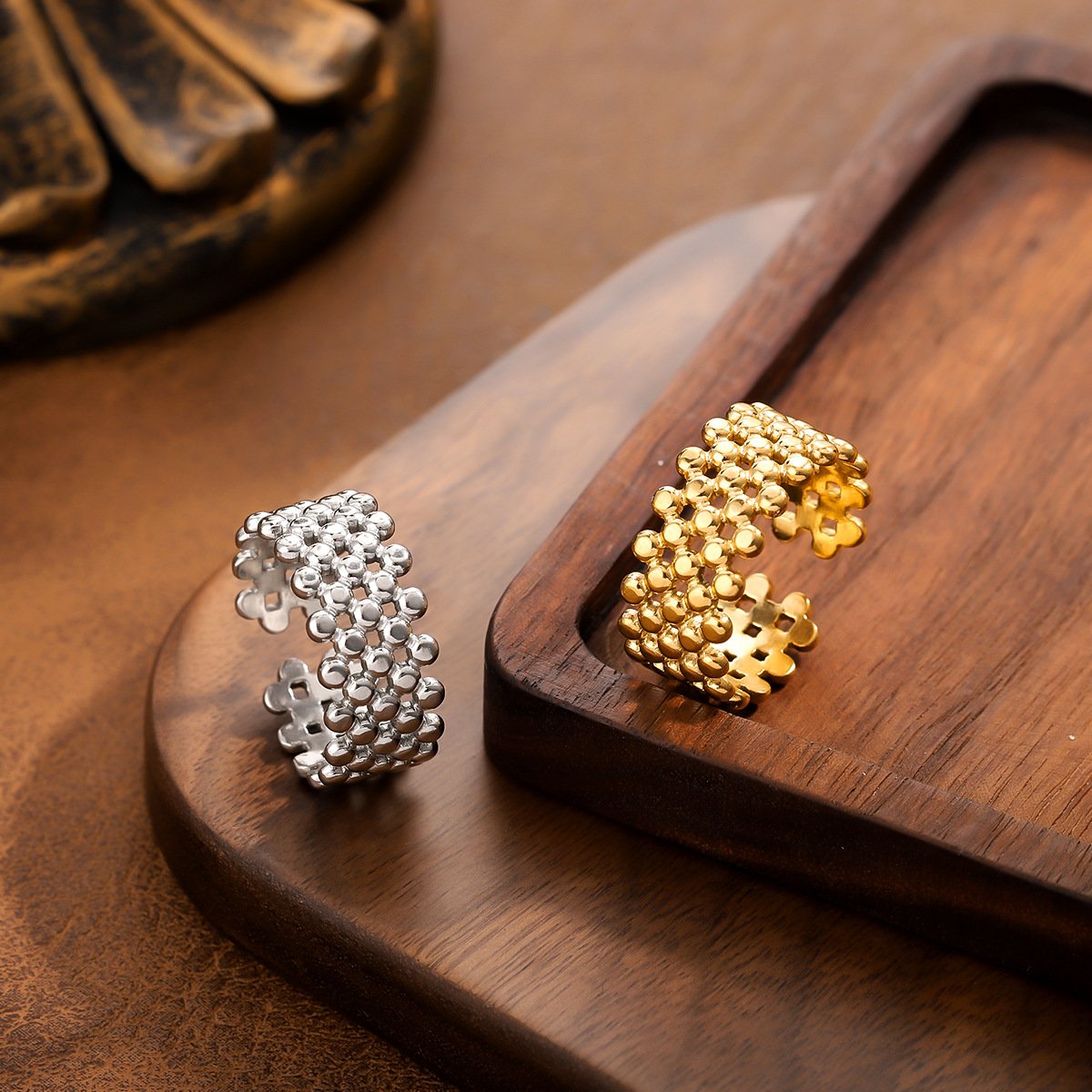 Titanium Steel Ring, Gold Tone