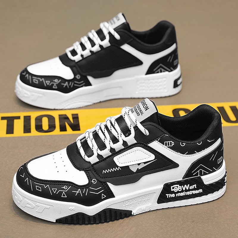 Men's Black and White Platform Trainers