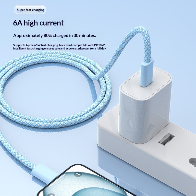 Braided USB-C Cable, Seven Colours, 1 m to 3 m
