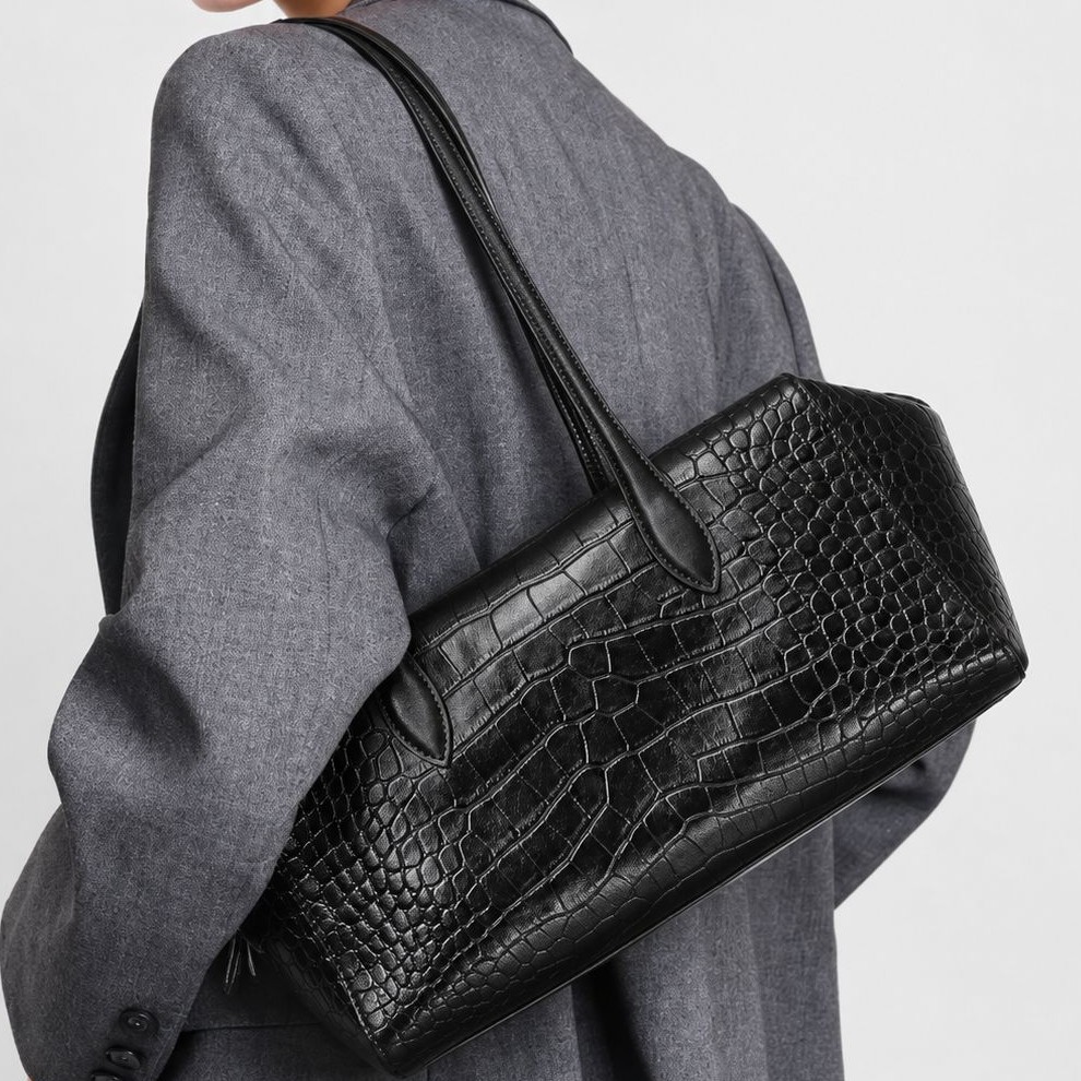 Textured Crocodile-pattern Tote Bag For Women