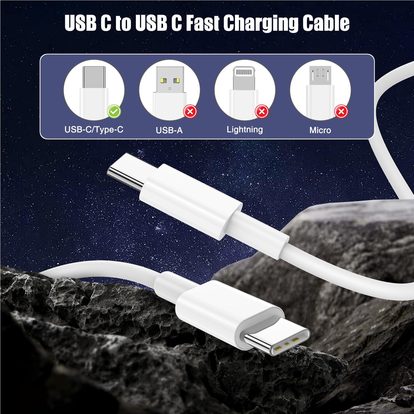 USB-C Fast Charging Cable, White
