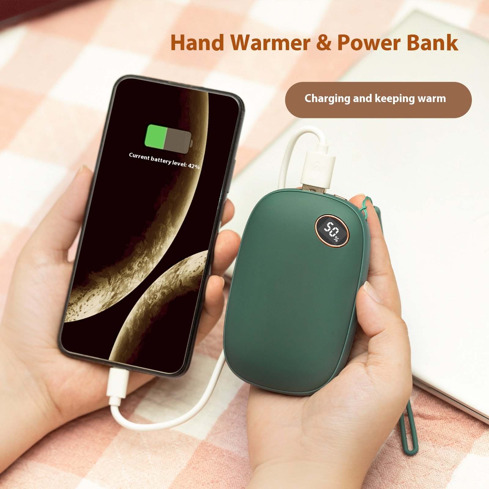 Rechargeable Hand Warmer and Power Bank, 6,000 mAh