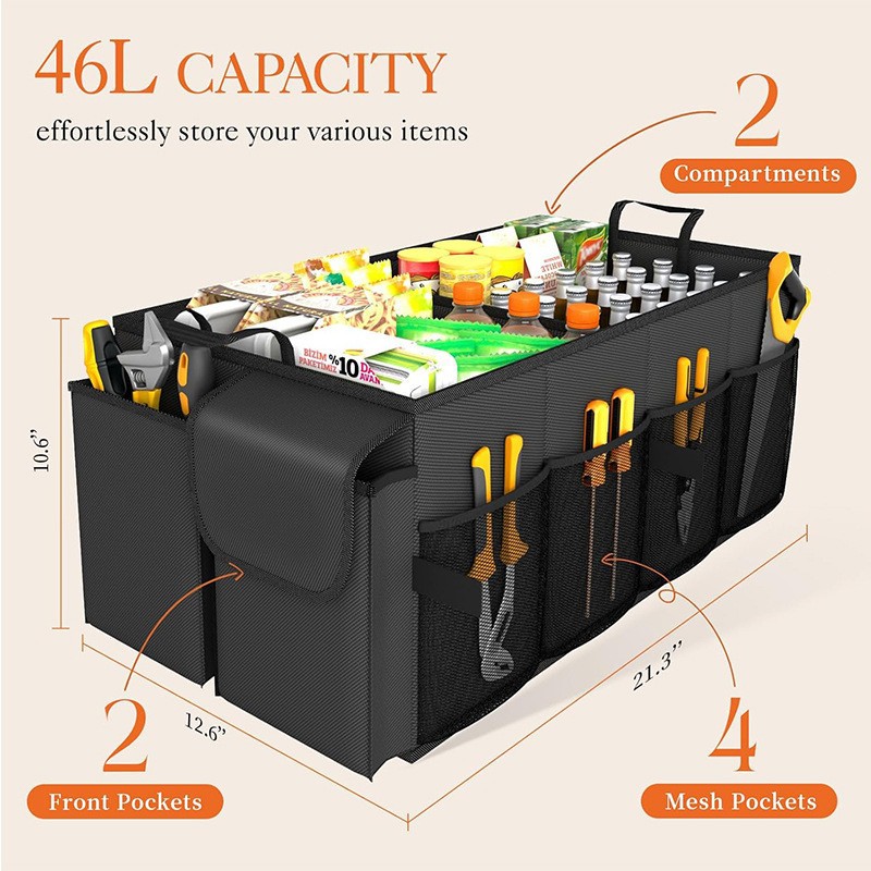 Foldable Car Boot Storage Box, 34 x 56 x 29 cm