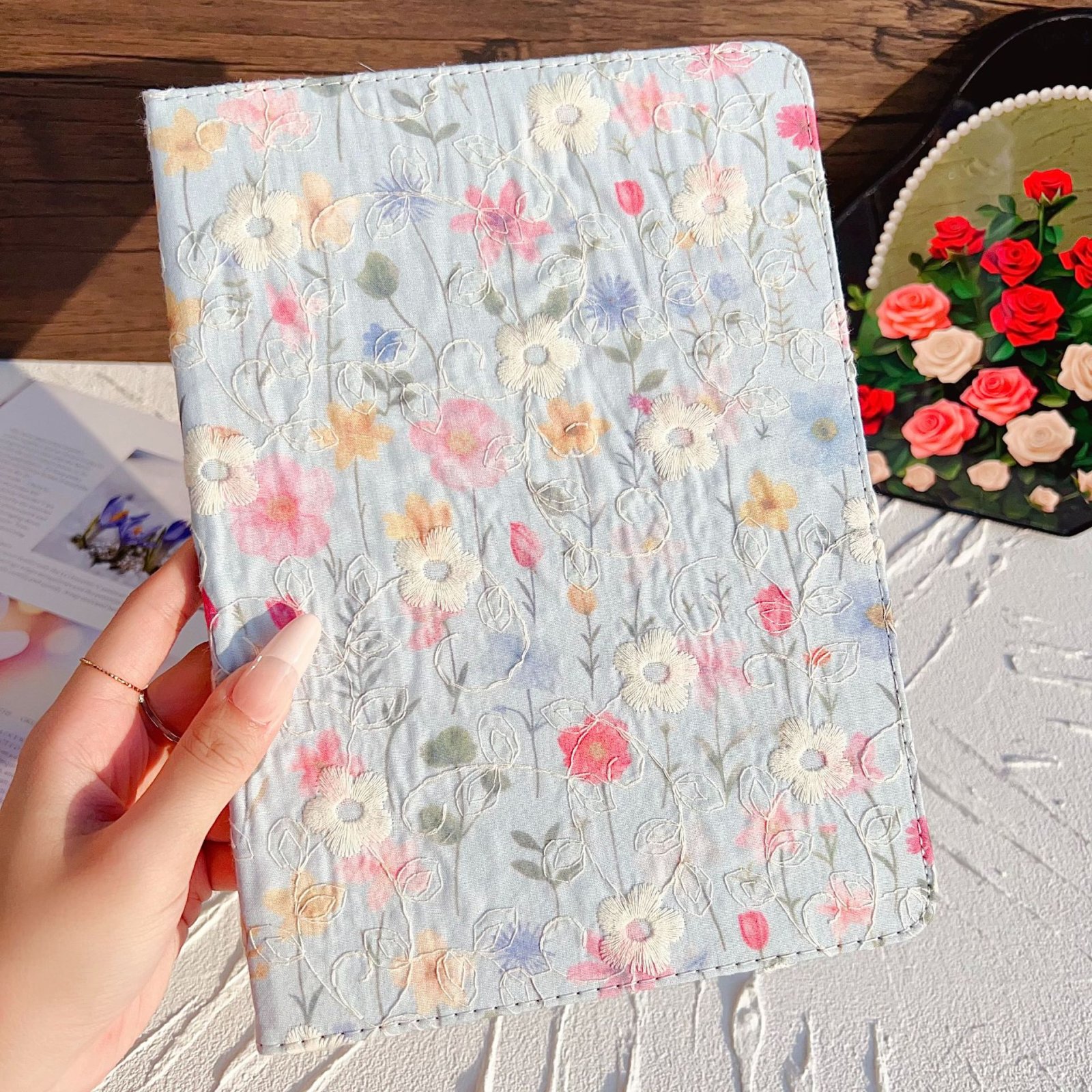 Floral Folio Case with Pen Slot for iPad