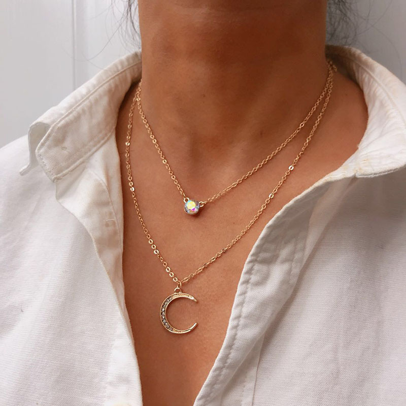 Multi-Layer Moon Pendant Necklace