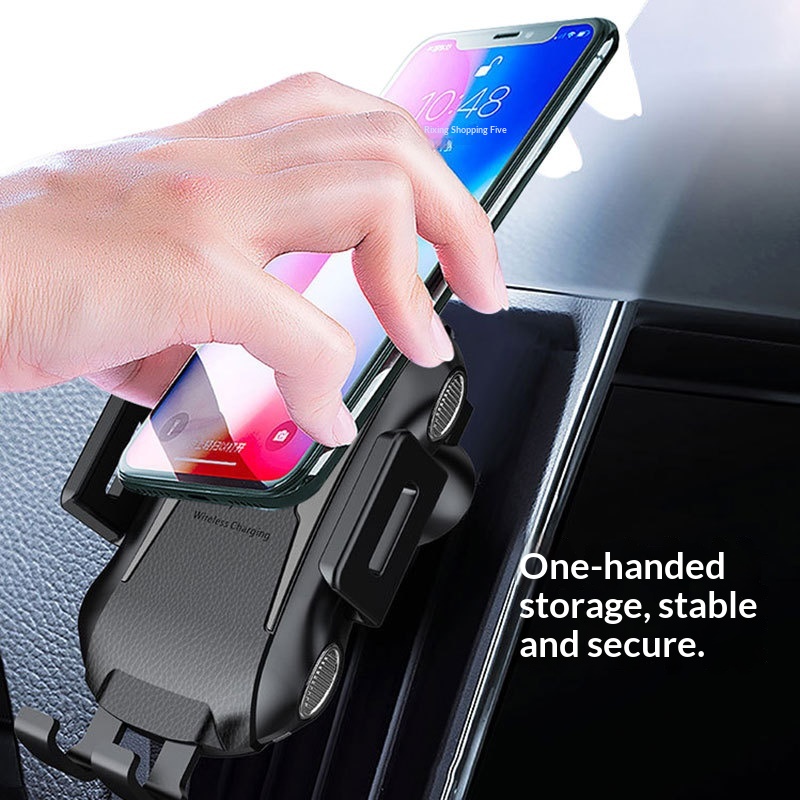 Wireless Charging Car Phone Holder with Suction Cup and Vent Clip