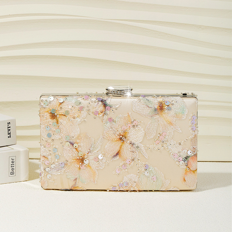 Embroidered Sequin Floral Evening Clutch