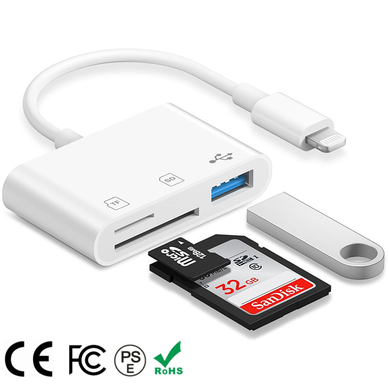 3-in-1 Card Reader for SD, TF and USB