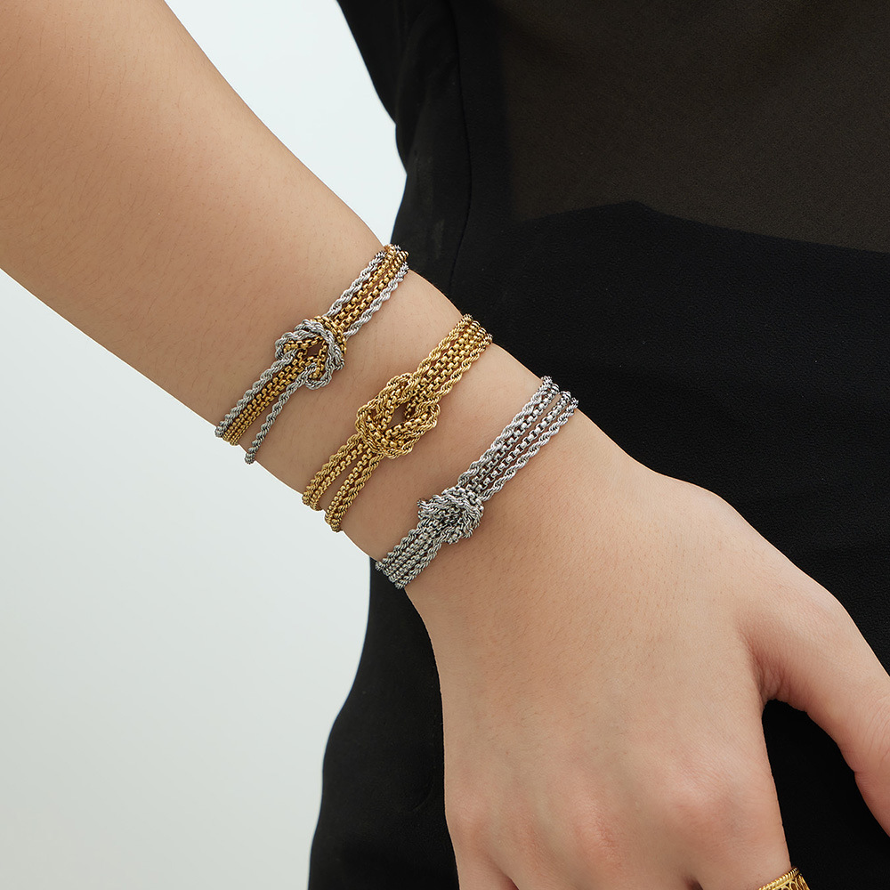 Knotted Chain Bracelet, Stainless Steel