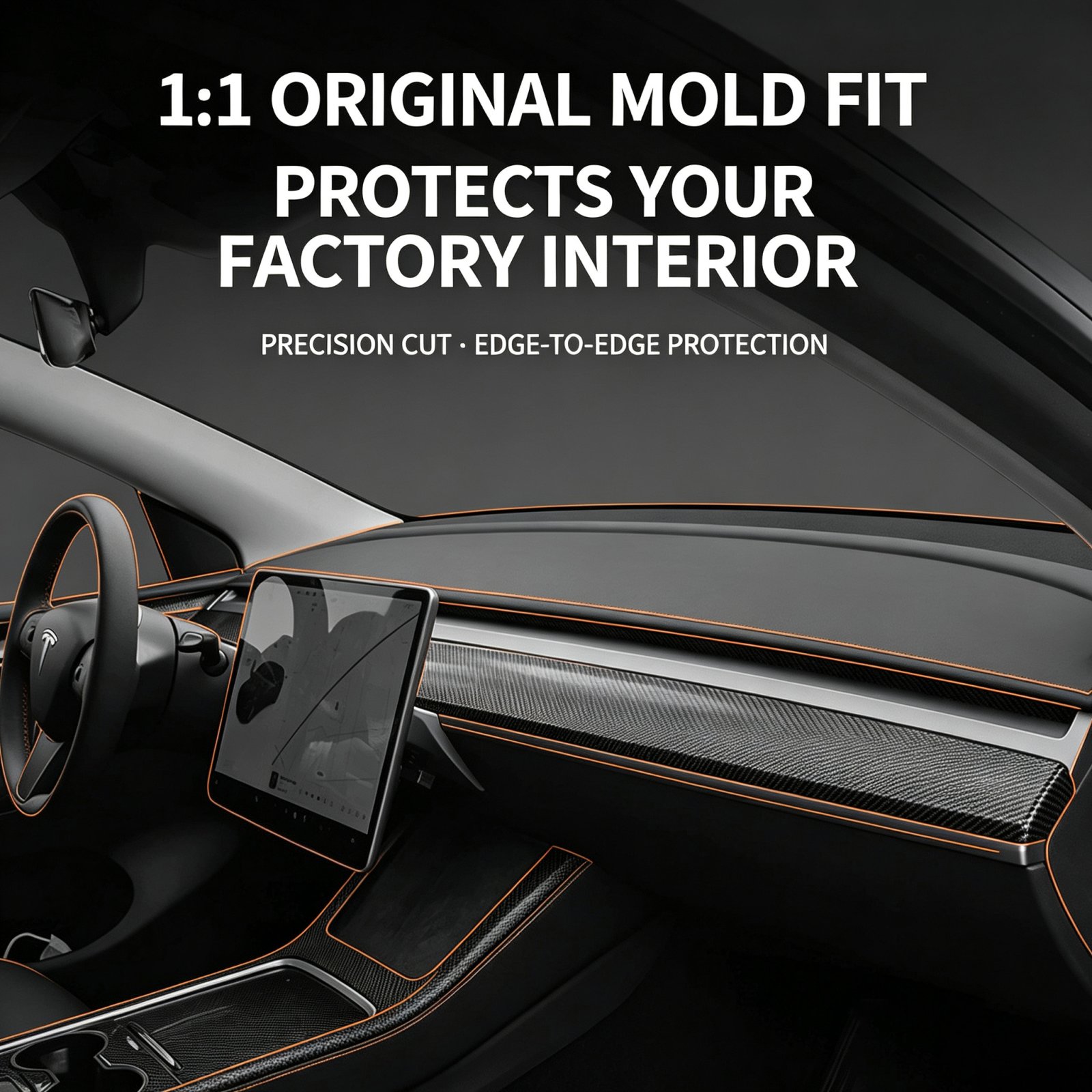 Applicable To Tesla ModelY3 Central Control Interior Trim Strip Instrument Panel Inner Door Trim Strip Refresh 3 Central Control Trim Strip