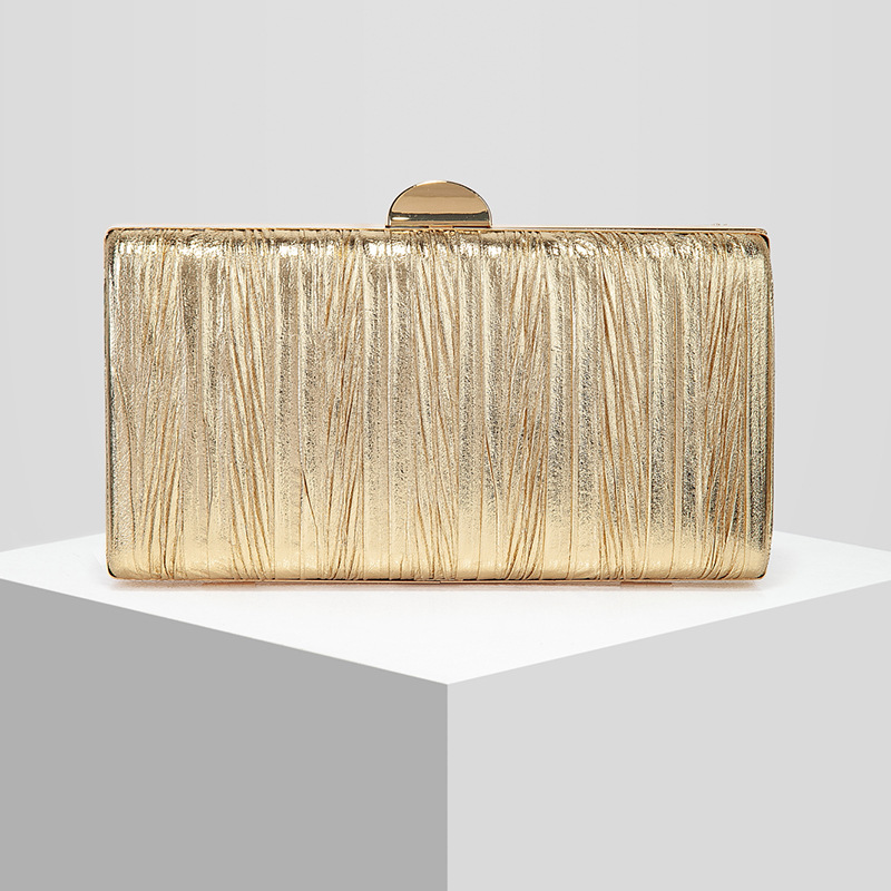 Pleated Evening Clutch, Gold or Silver
