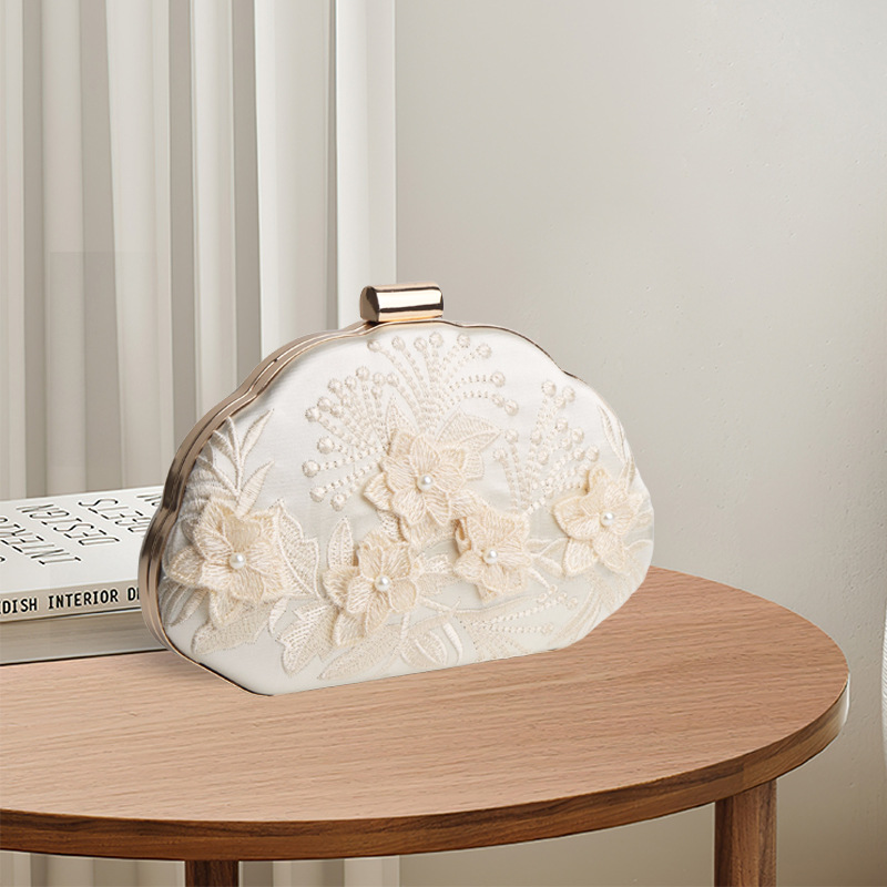 Embroidered Shell Evening Bag