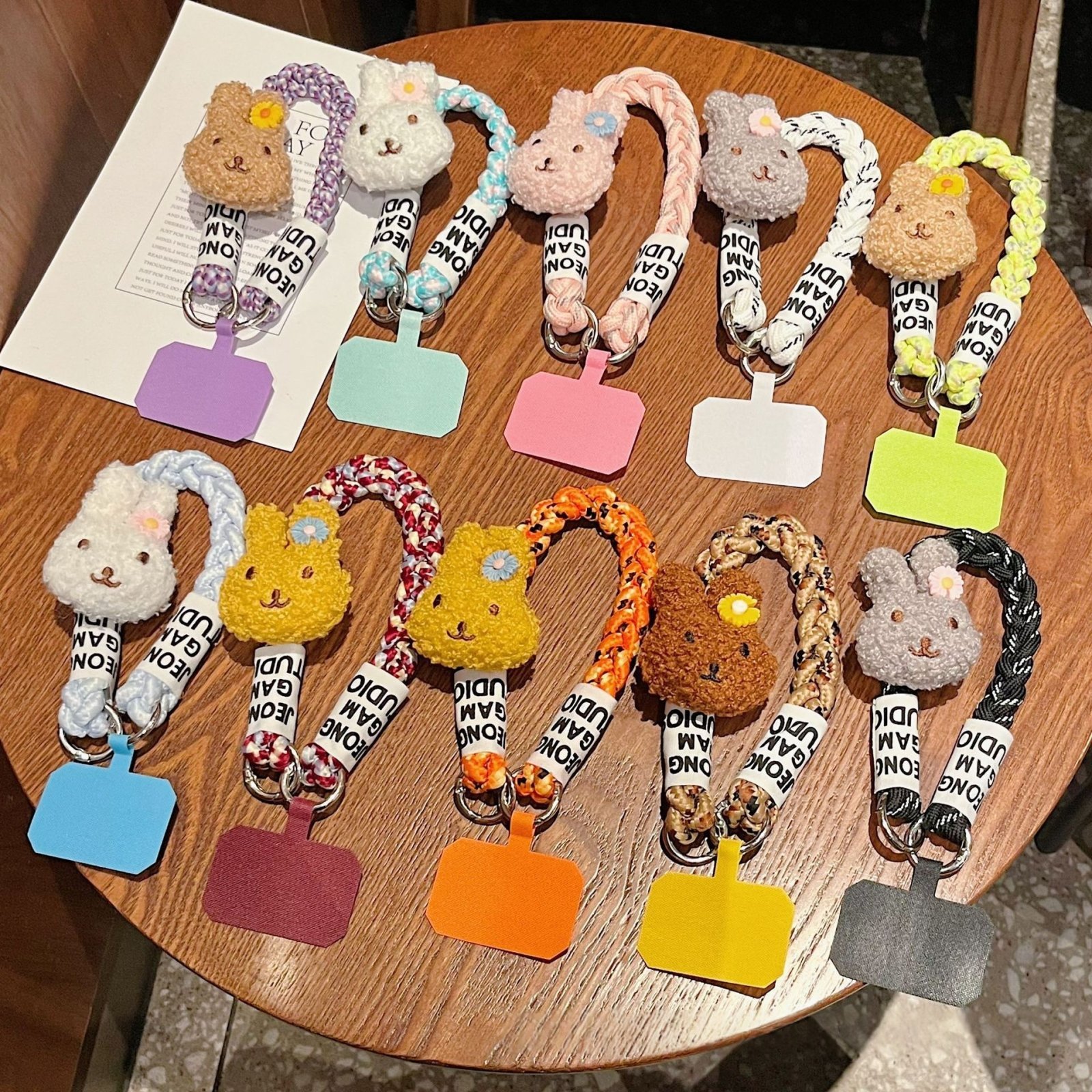 Braided Phone Strap with Rabbit Charm, Short