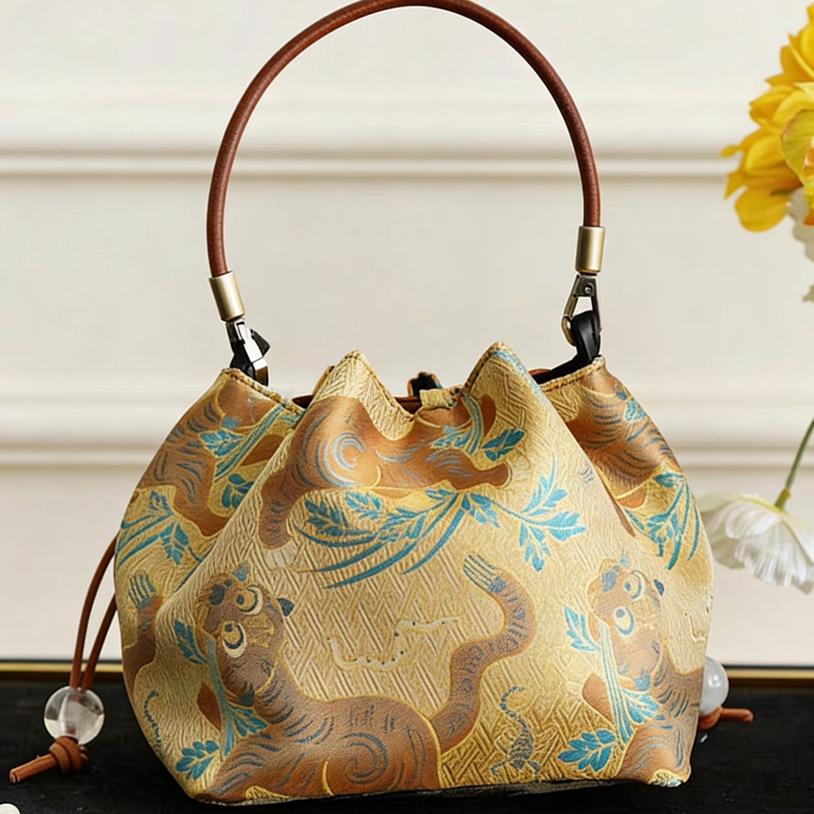 Embroidered Brocade Mini Handbag
