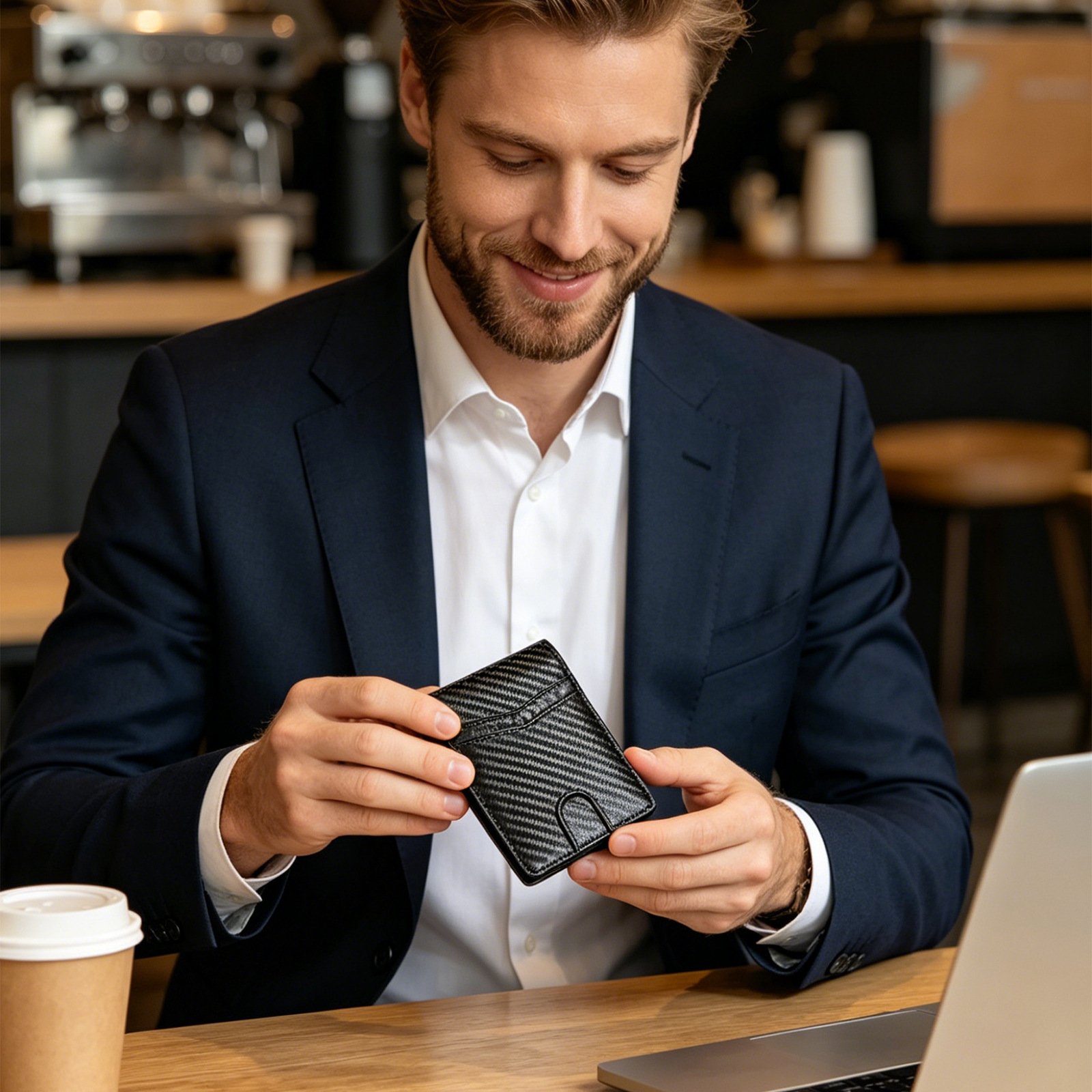 Men's Slim Carbon-Fibre Effect Wallet