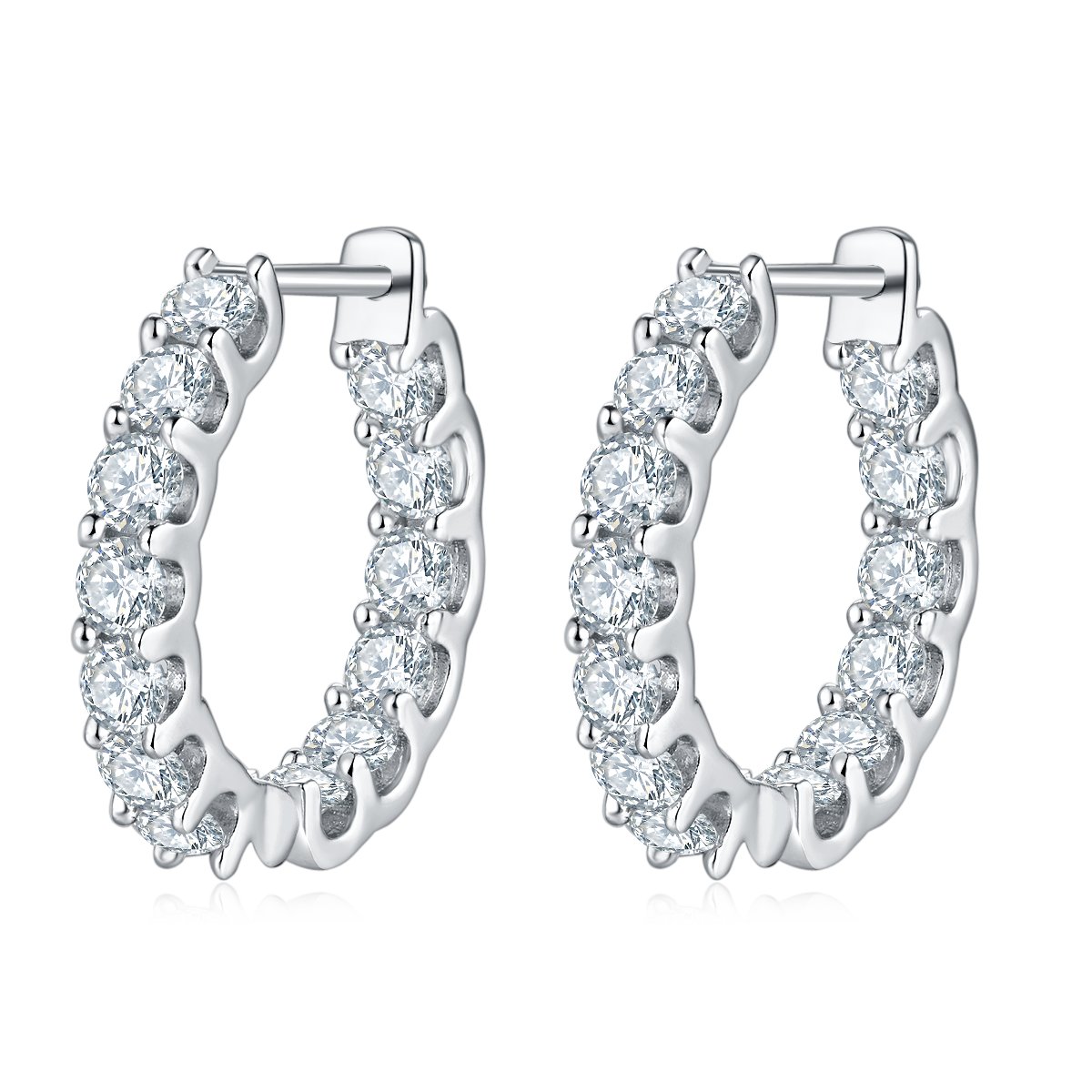 Sterling Silver Moissanite Hoop Earrings, 20 mm
