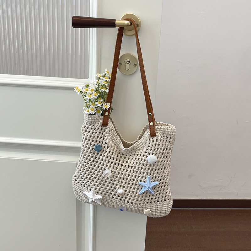 Straw-Woven Summer Shoulder Bag