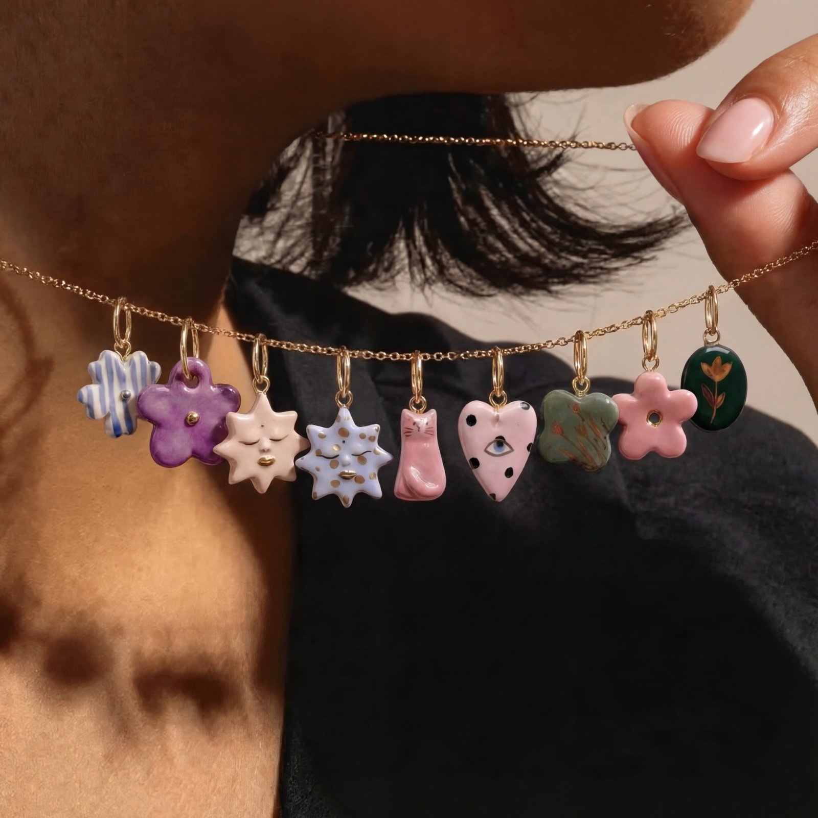 Enamel Pendant Charms and Chains