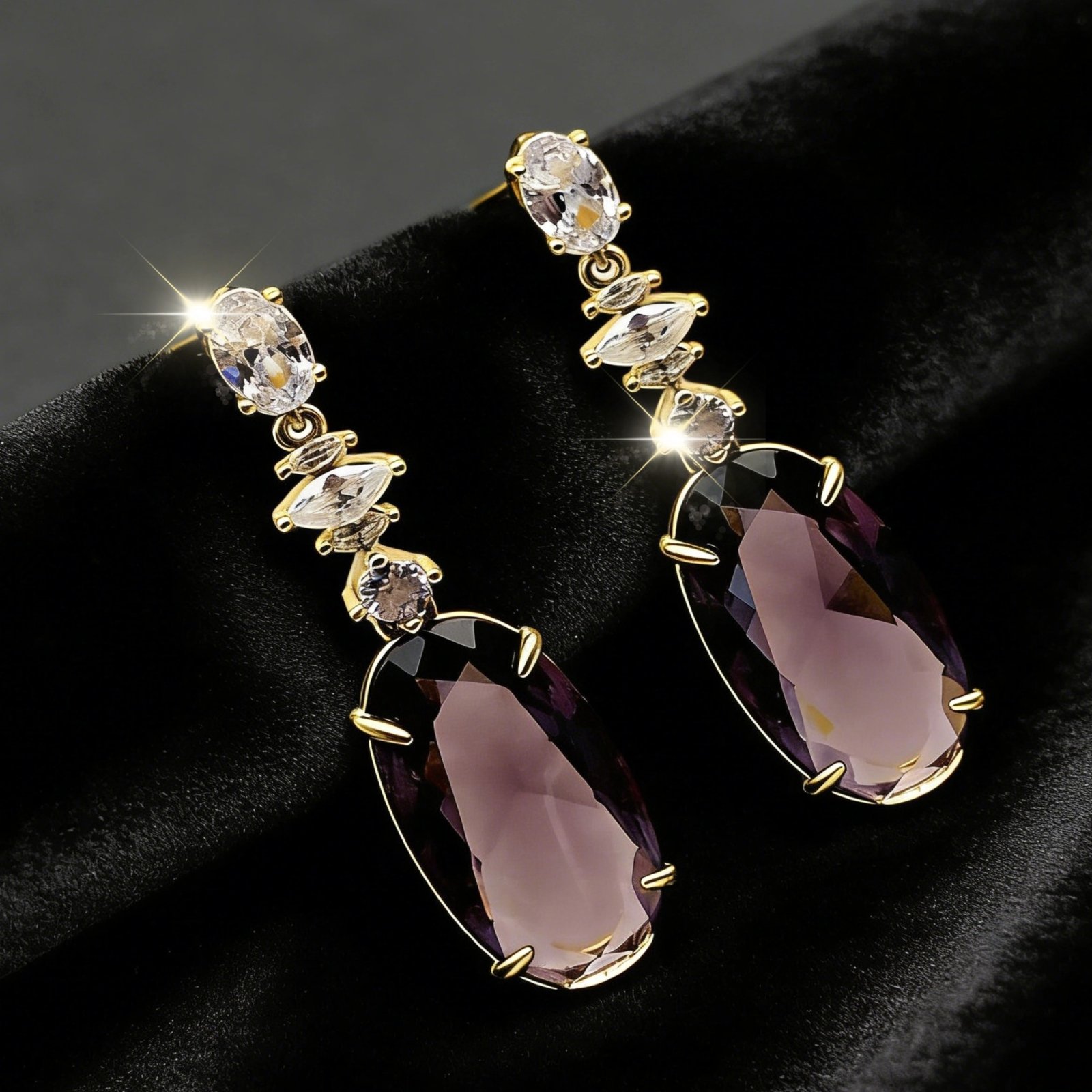 Vintage Geometric Drop Earrings, Three Colours