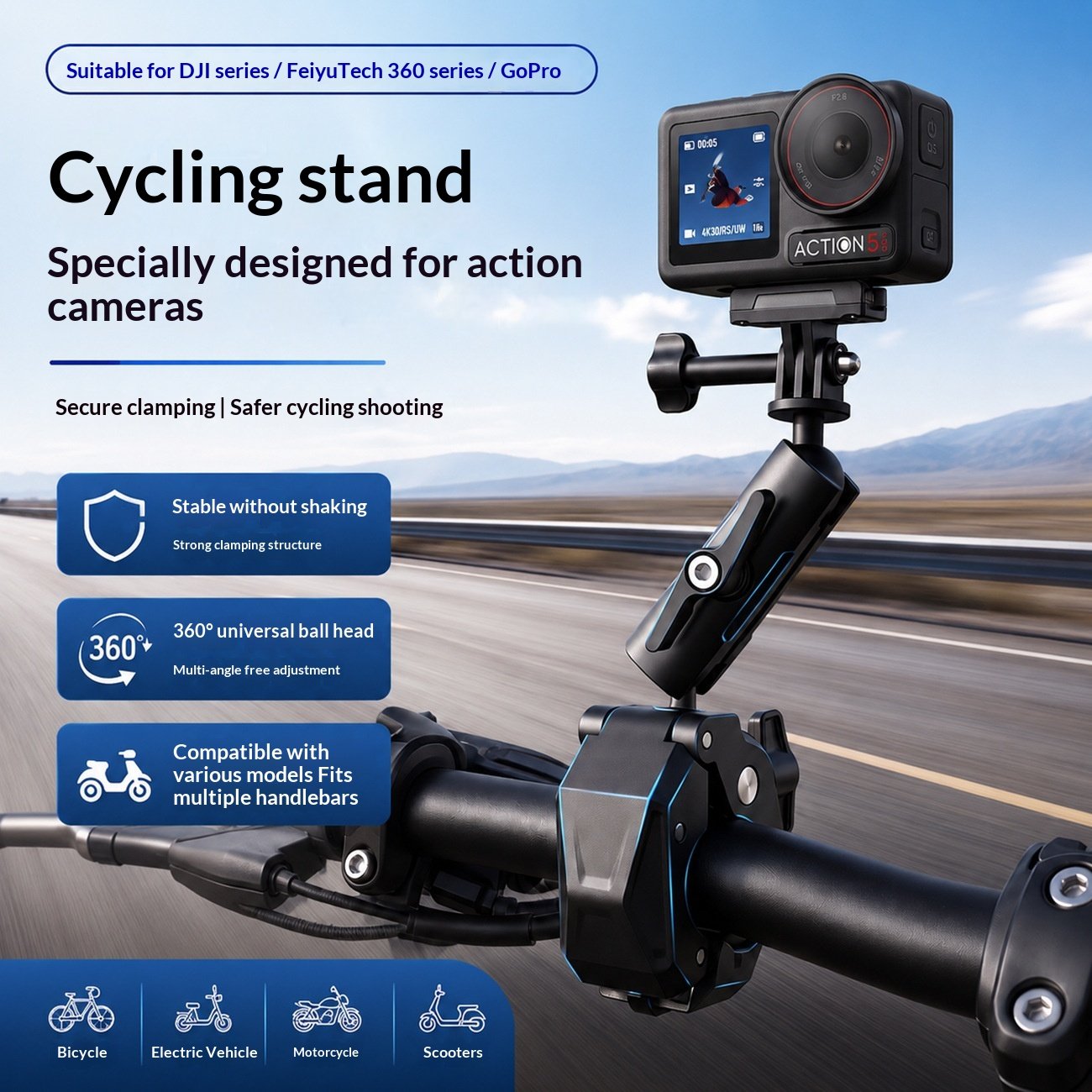 Motorcycle Mount for Action Cameras