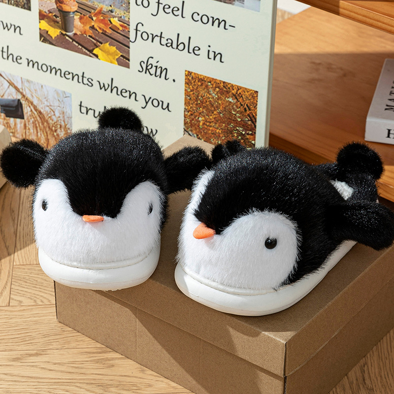 Cartoon Penguin Plush Slippers
