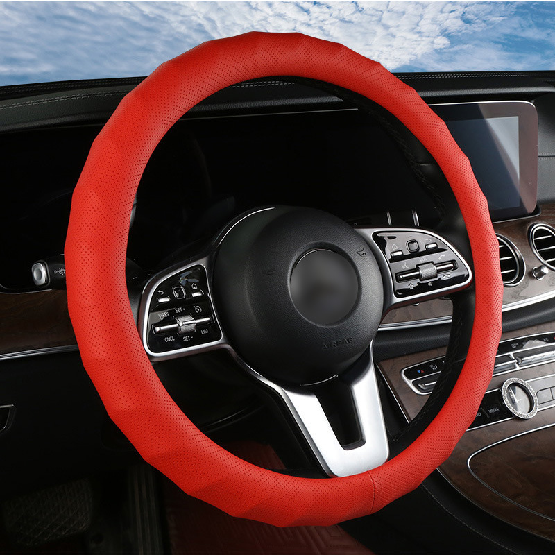 Nappa Leather-Effect Steering Wheel Cover, 38cm