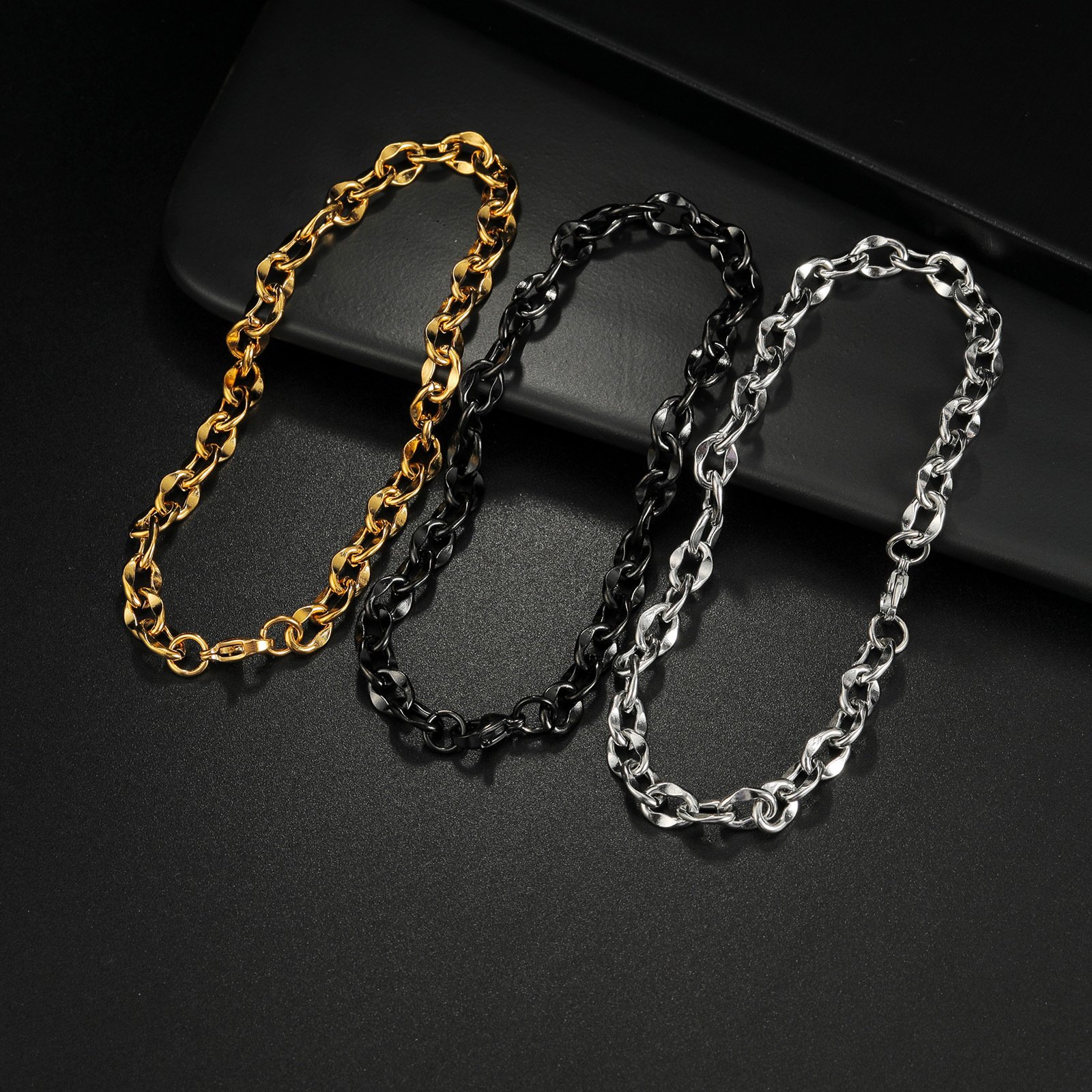 Twisted Rope Chain Bracelet, Stainless Steel