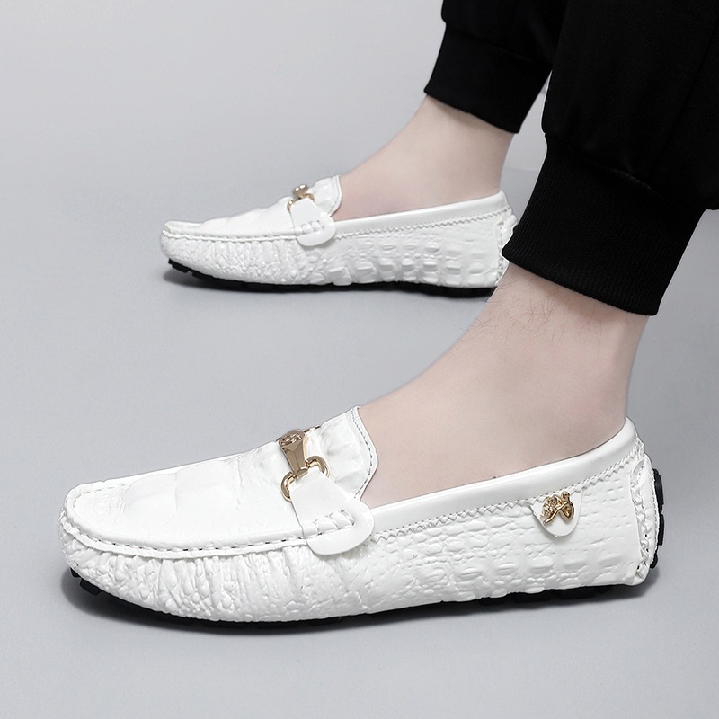 Crocodile-Effect Slip-On Loafers