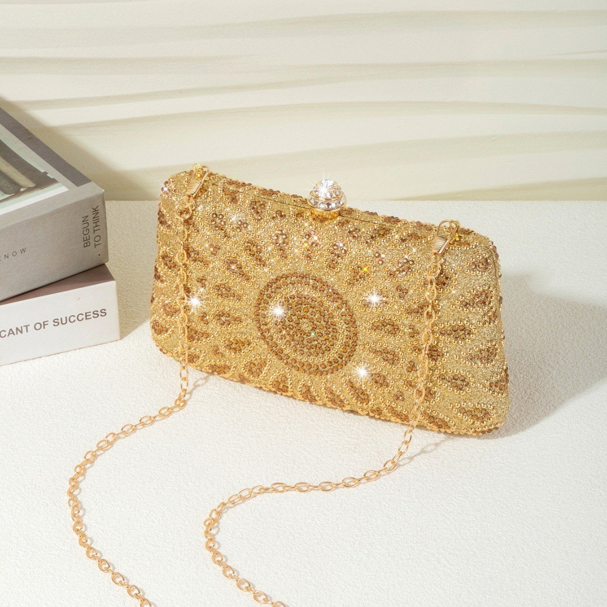 Sunflower Rhinestone Clutch Bag, Gold