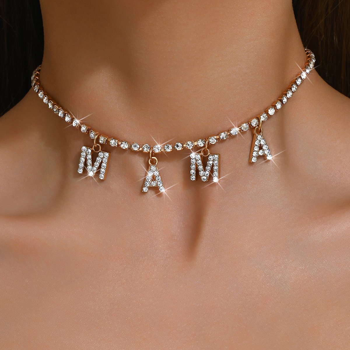 Gold-Plated Mama Pendant Necklace