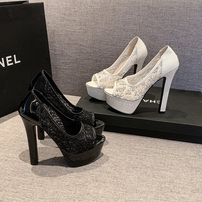 Women's Lace Peep-Toe Court Shoes