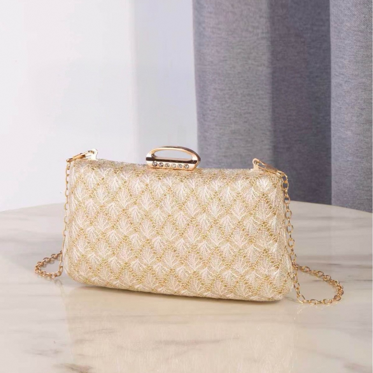 Women's Evening Crossbody Bag, Beige