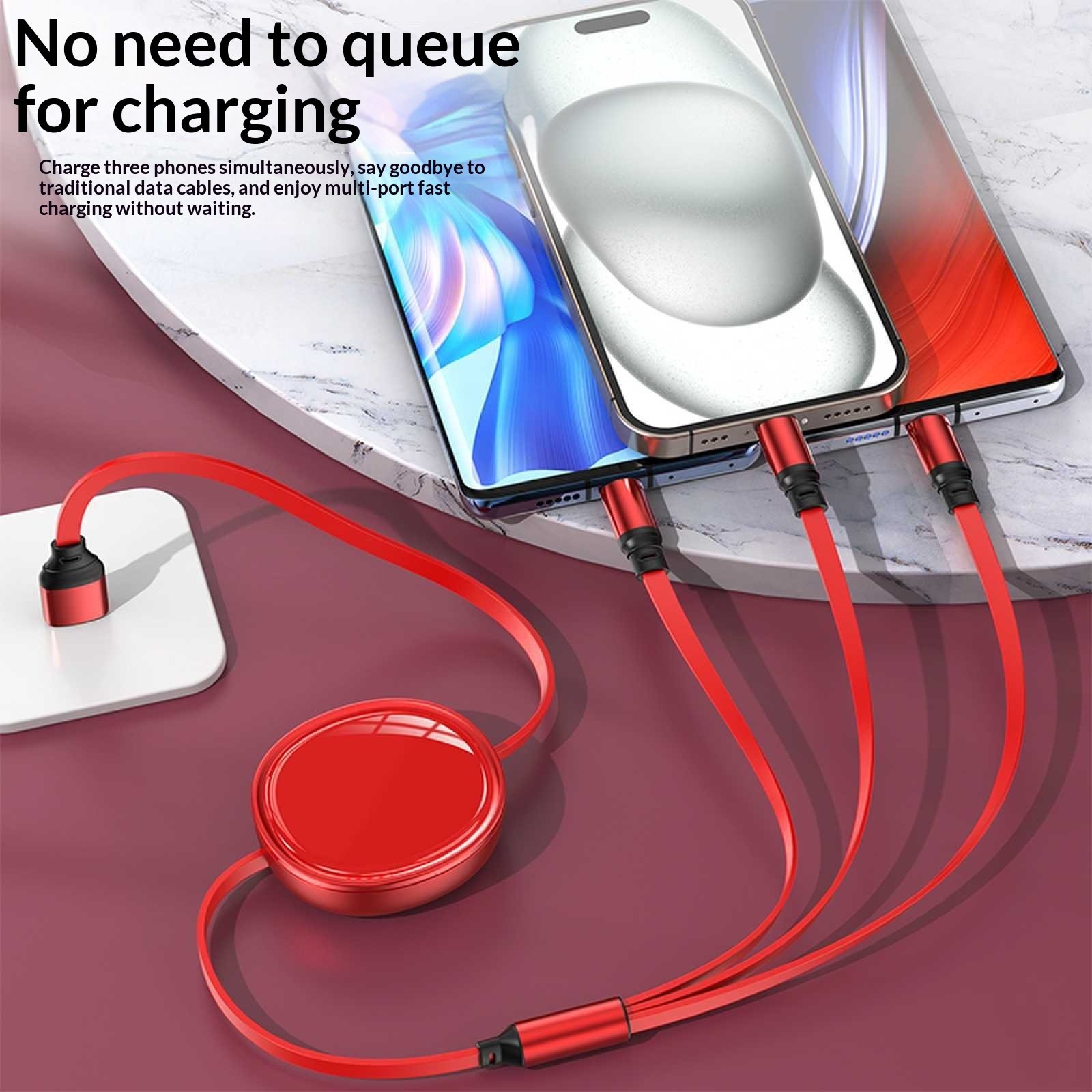 Retractable Three-in-One Charging Cable