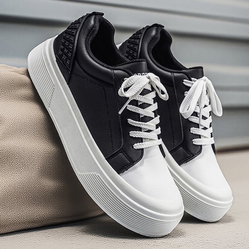 Men's Platform Black and White Skate Shoes, Large Sizes