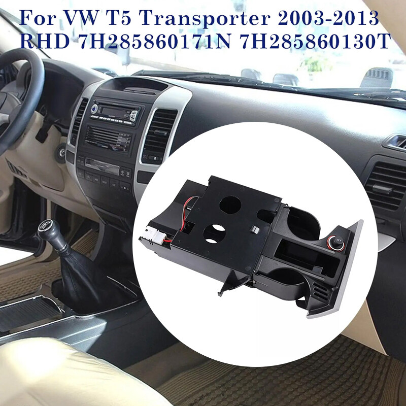 For VW T5 Transporter Ashtray Cup Coin Holder Dual Drink Grey RHD 7H285860130T B