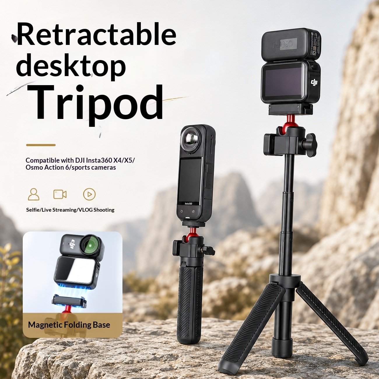 Portable Selfie Stick and Desk Tripod