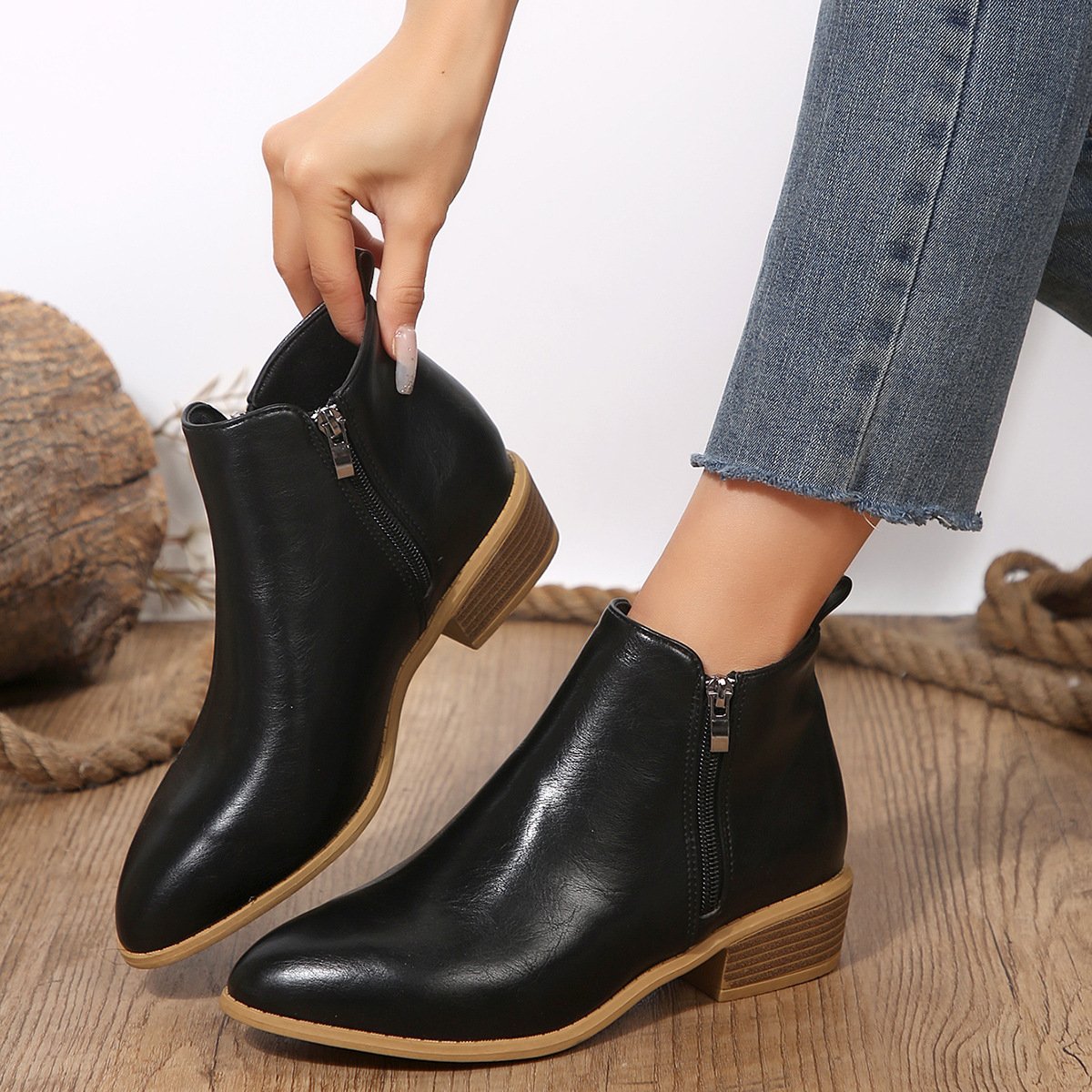 Women's Side-Zip Chunky-Heel Ankle Boots