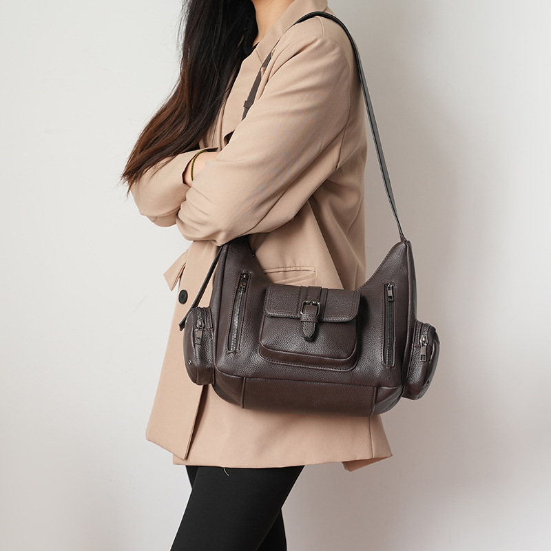 New PU Single-shoulder Tote Bag With Multiple Pockets