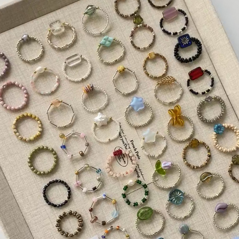 Beaded Stacking Ring on Elastic