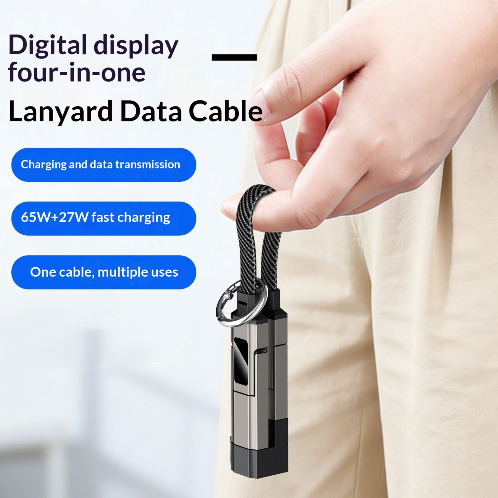 Four-in-One Keyring Cable with Power Display