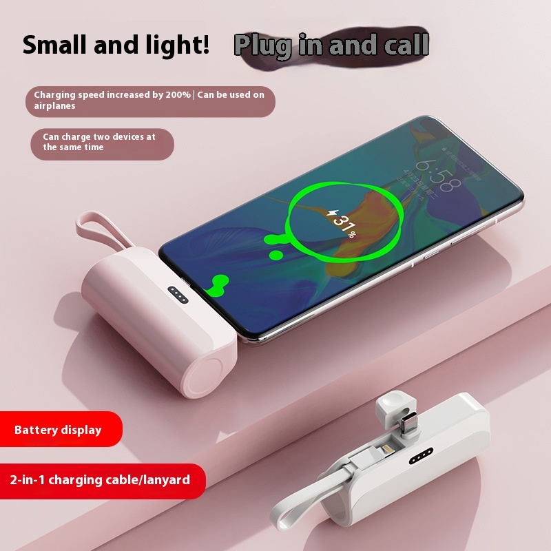 Mini Capsule Power Bank with Built-in Plug