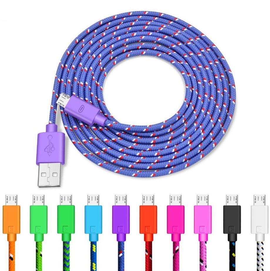 Nylon Braided Charging Cable, 0.2 m to 3 m