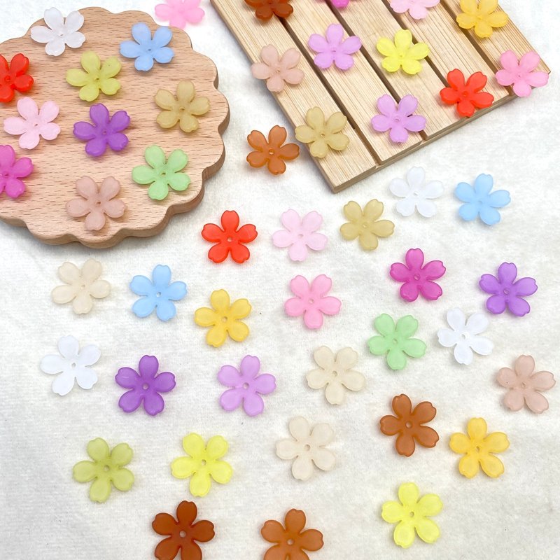 Matte Acrylic Five-Petal Flower Beads