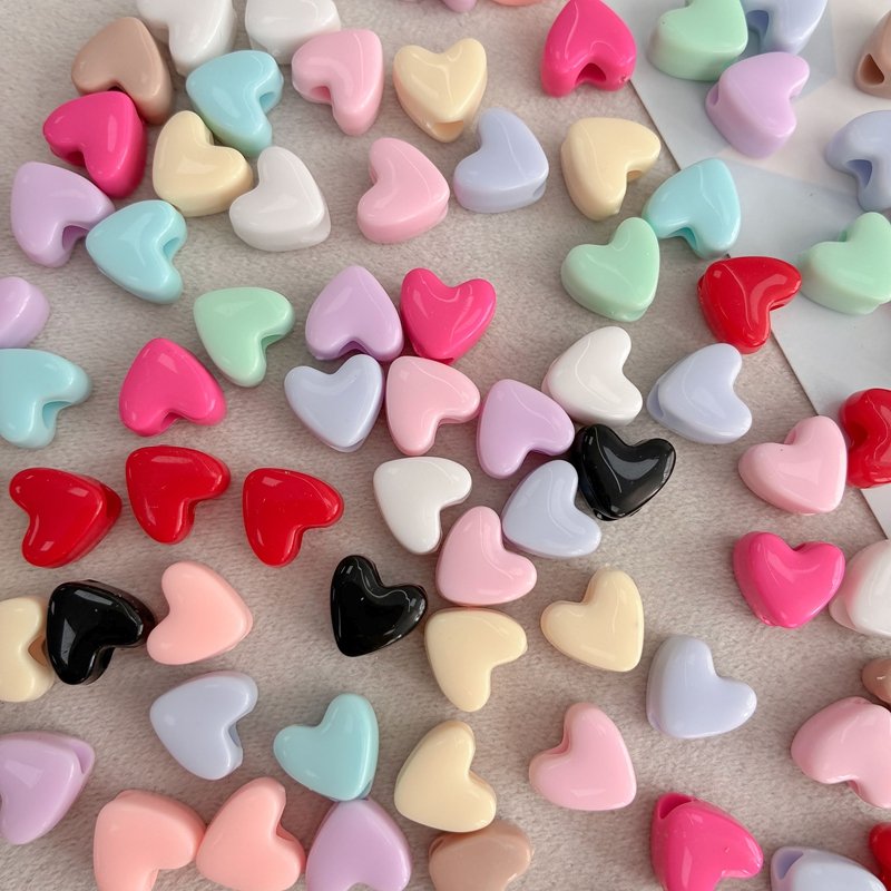 Glossy Acrylic Heart Beads