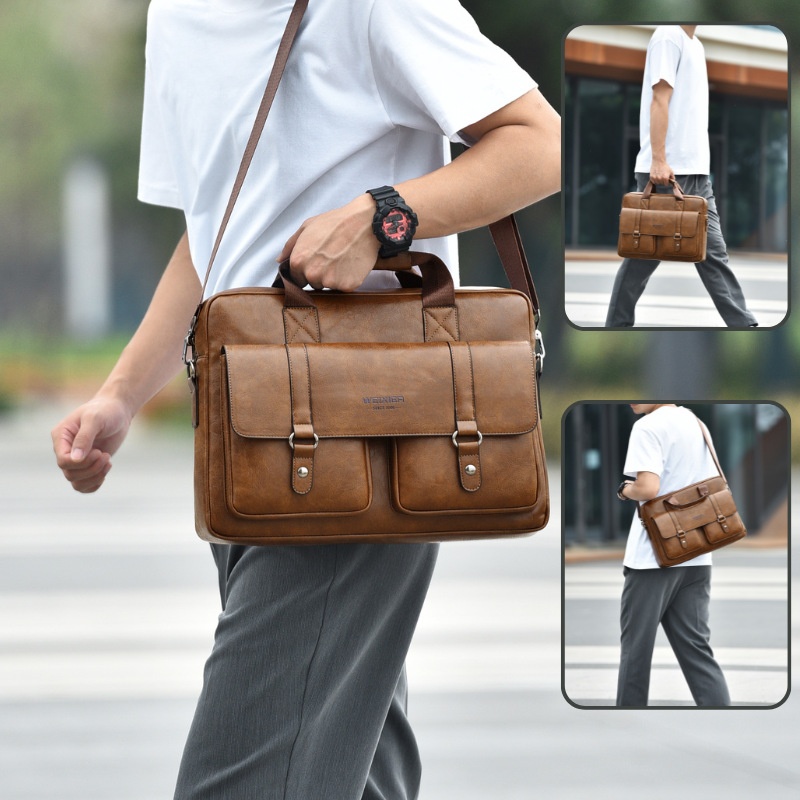 Business Briefcase with Detachable Shoulder Strap