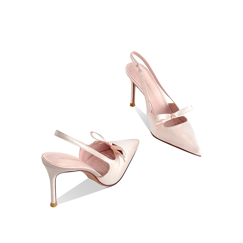 Women's Satin Bow Stiletto Heels, 7 or 9 cm